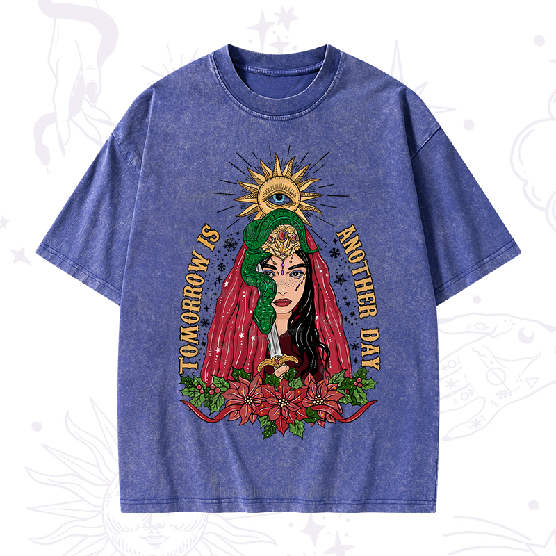 Purplehecate Christmas Prophetic Eye Witch Washed T-Shirt