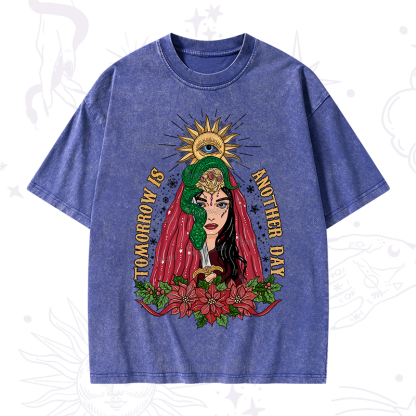 Purplehecate Christmas Prophetic Eye Witch Washed T-Shirt
