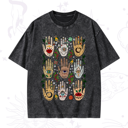 Purplehecate Christmas Helping Hands Washed T-Shirt