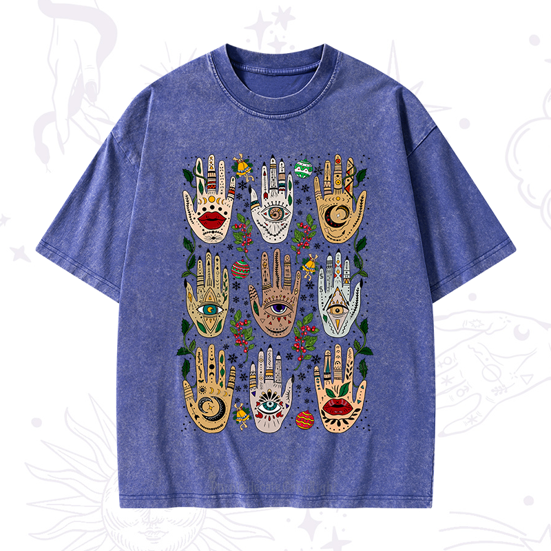 Purplehecate Christmas Helping Hands Washed T-Shirt