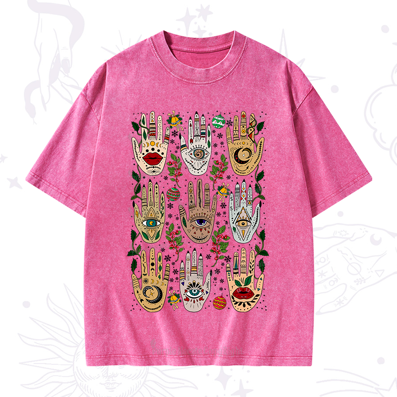 Purplehecate Christmas Helping Hands Washed T-Shirt