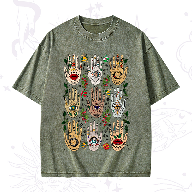 Purplehecate Christmas Helping Hands Washed T-Shirt