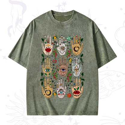 Purplehecate Christmas Helping Hands Washed T-Shirt