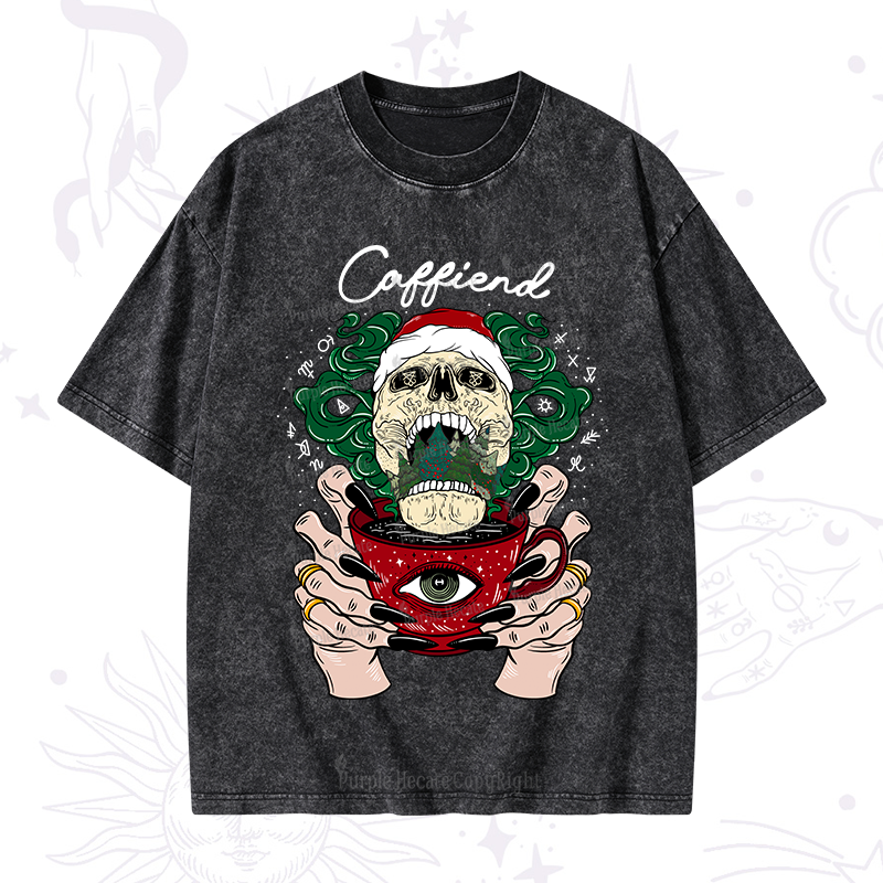 Purplehecate Christmas Caffiend Washed T-Shirt
