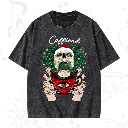 Purplehecate Christmas Caffiend Washed T-Shirt