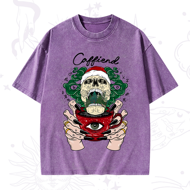 Purplehecate Christmas Caffiend Washed T-Shirt