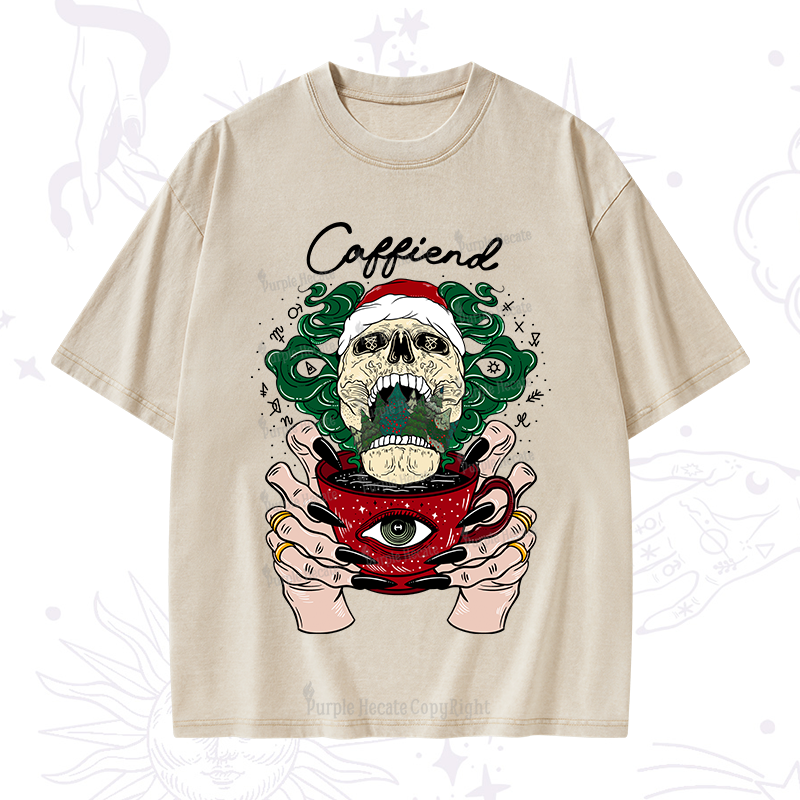Purplehecate Christmas Caffiend Washed T-Shirt