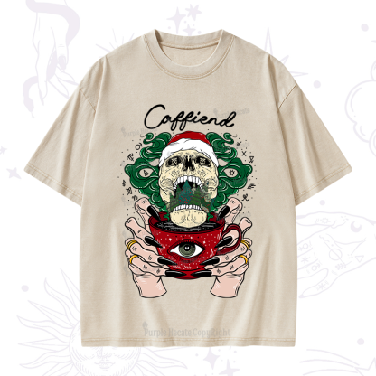 Purplehecate Christmas Caffiend Washed T-Shirt