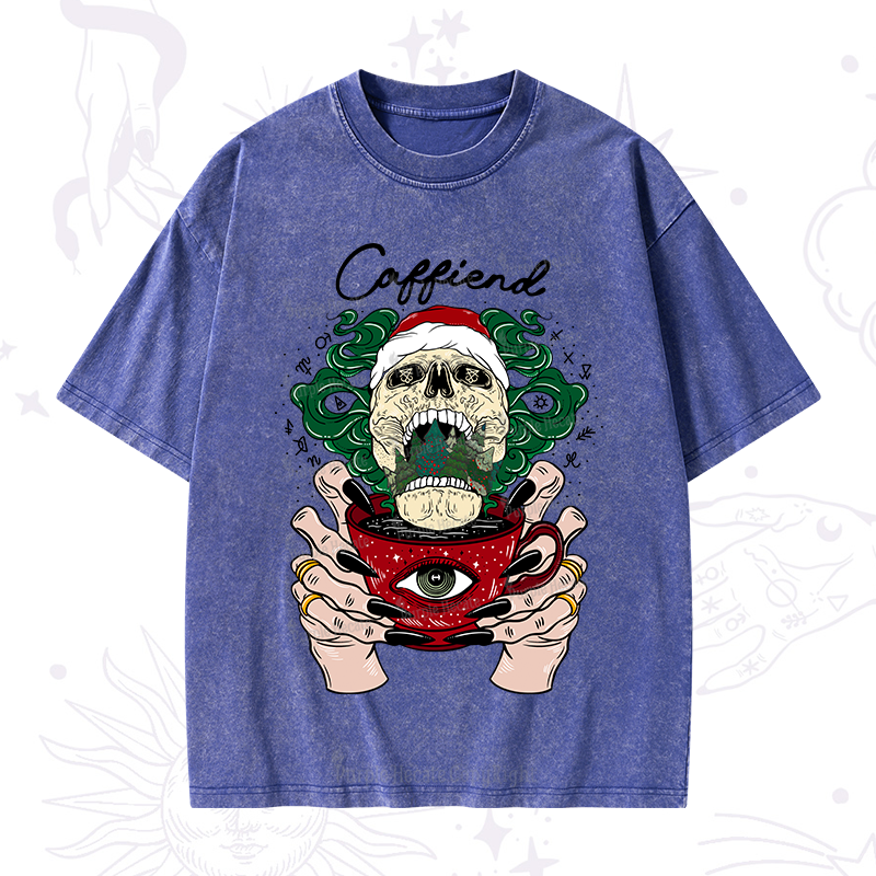 Purplehecate Christmas Caffiend Washed T-Shirt