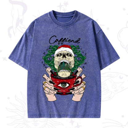 Purplehecate Christmas Caffiend Washed T-Shirt