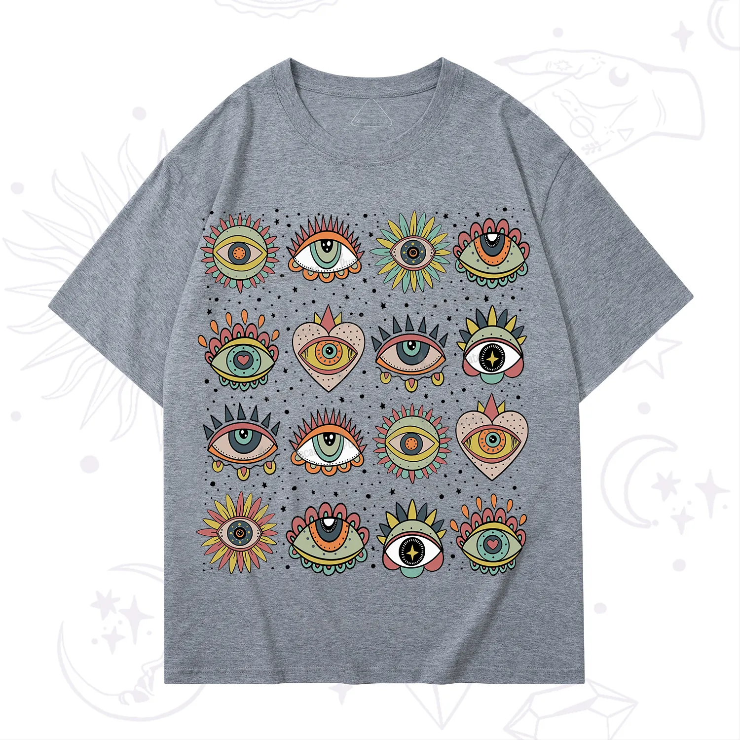 Purplehecate Mystical Evil Eye Pattern T-Shirt