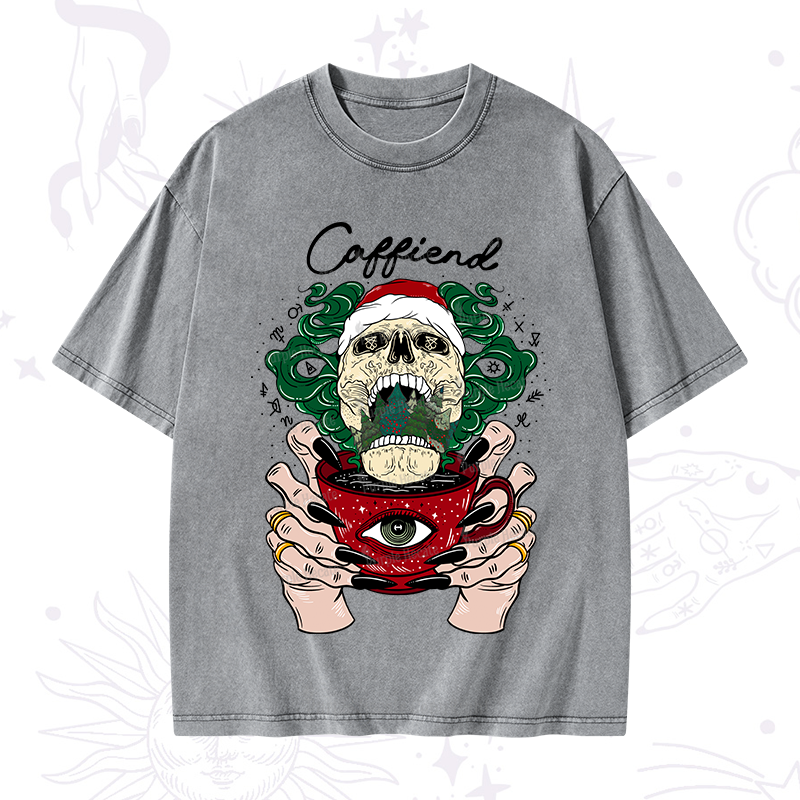 Purplehecate Christmas Caffiend Washed T-Shirt