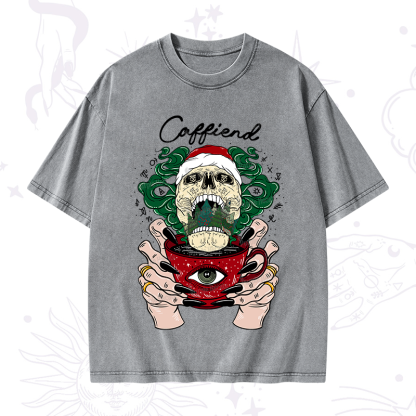 Purplehecate Christmas Caffiend Washed T-Shirt
