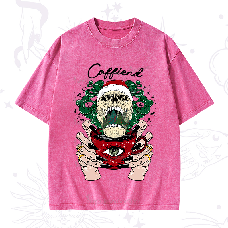 Purplehecate Christmas Caffiend Washed T-Shirt