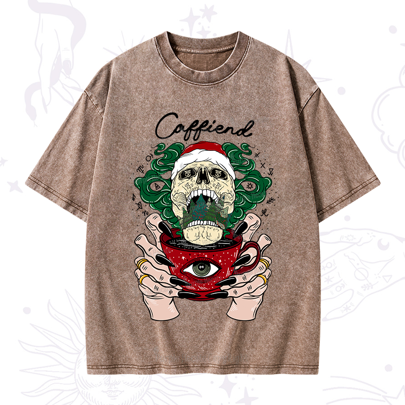 Purplehecate Christmas Caffiend Washed T-Shirt