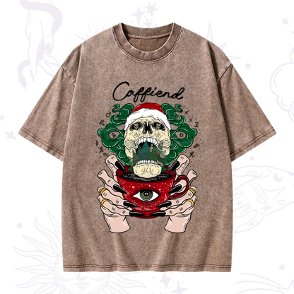 Purplehecate Christmas Caffiend Washed T-Shirt