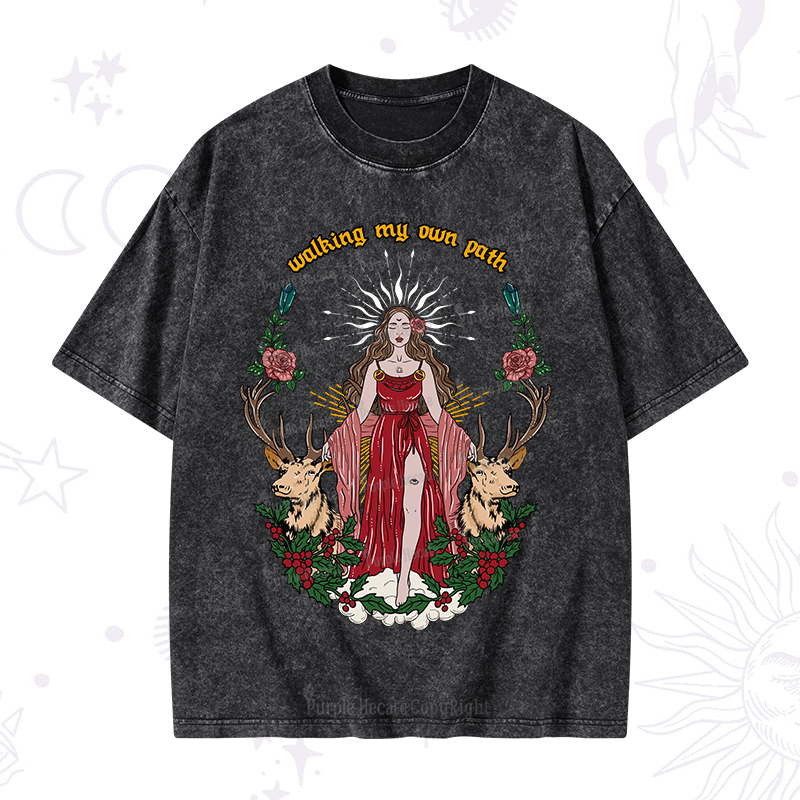 Purplehecate The Triple Goddess Hecate Washed T-Shirt