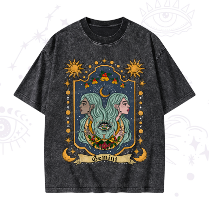 Purplehecate Christmas Gemini Zodiac Washed T-Shirt