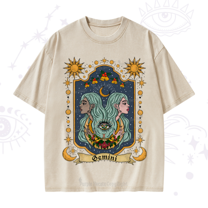 Purplehecate Christmas Gemini Zodiac Washed T-Shirt