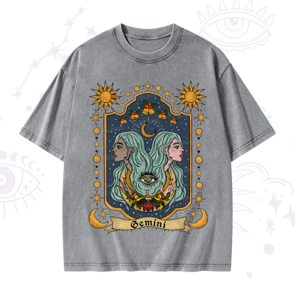 Purplehecate Christmas Gemini Zodiac Washed T-Shirt
