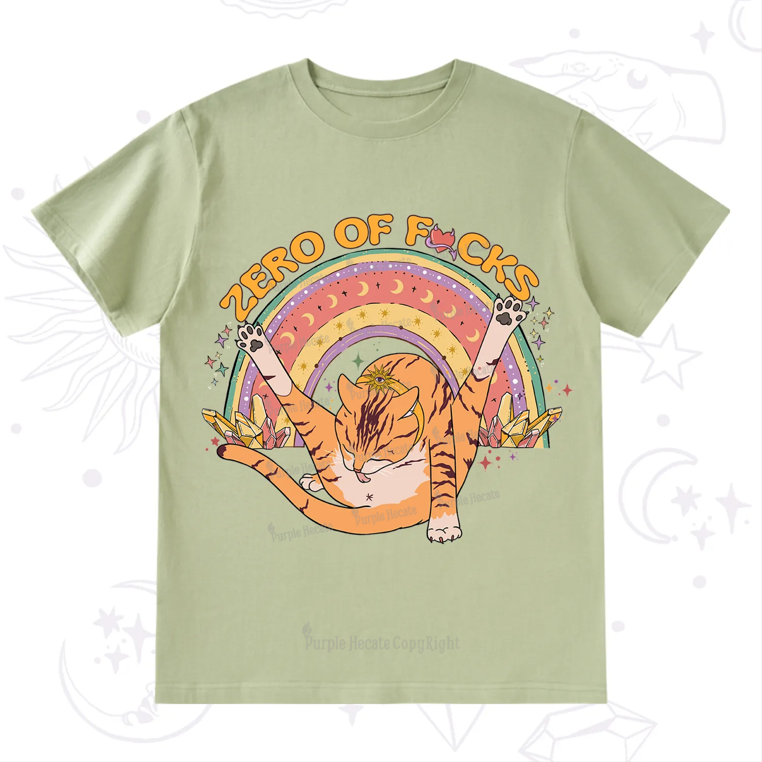 Purplehecate The Zero Fucks Cat T-Shirt