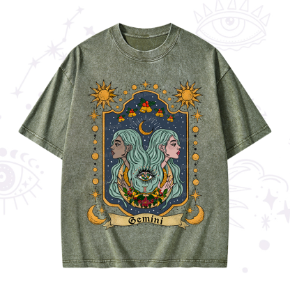 Purplehecate Christmas Gemini Zodiac Washed T-Shirt