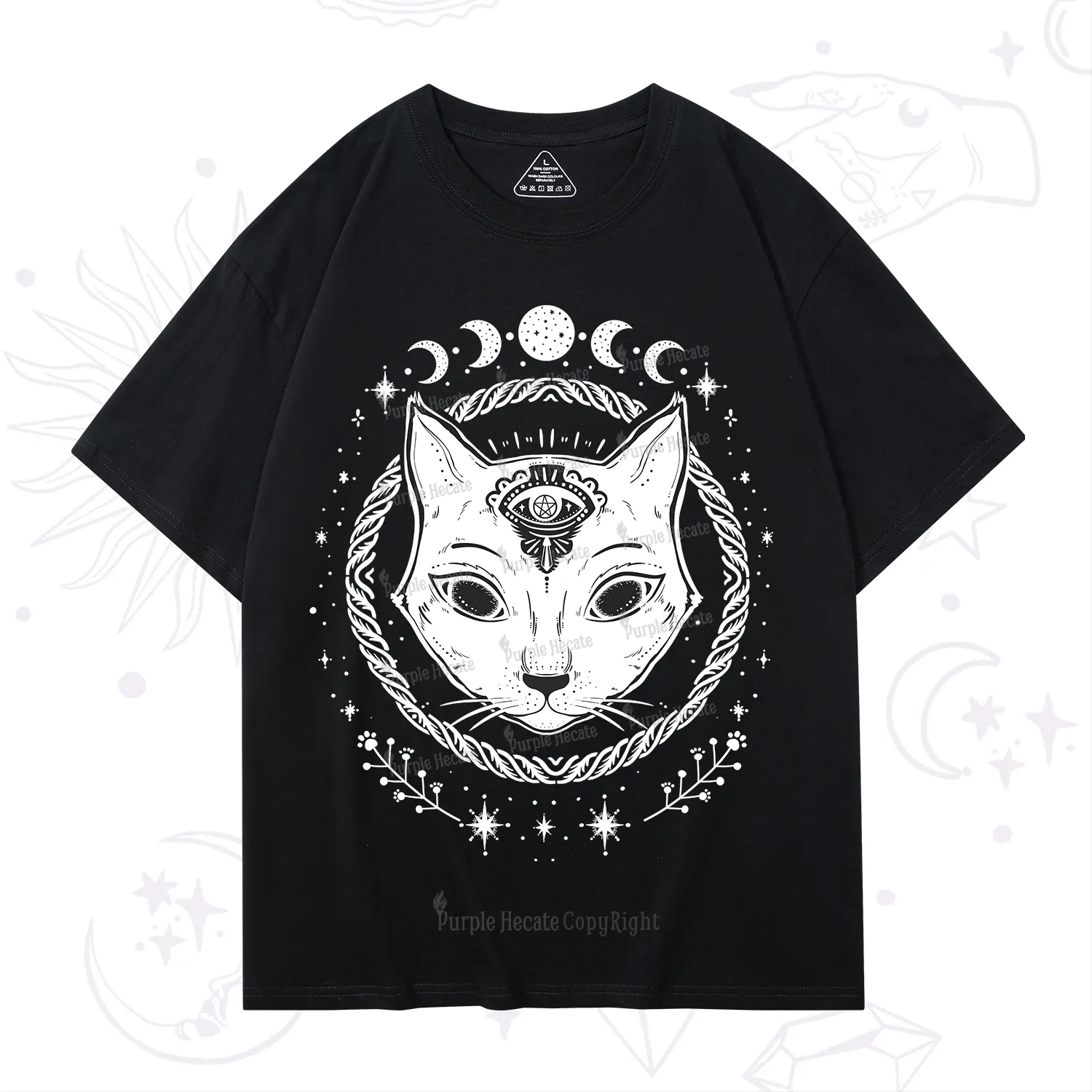 Purplehecate Third Eye Black Cat T-Shirt