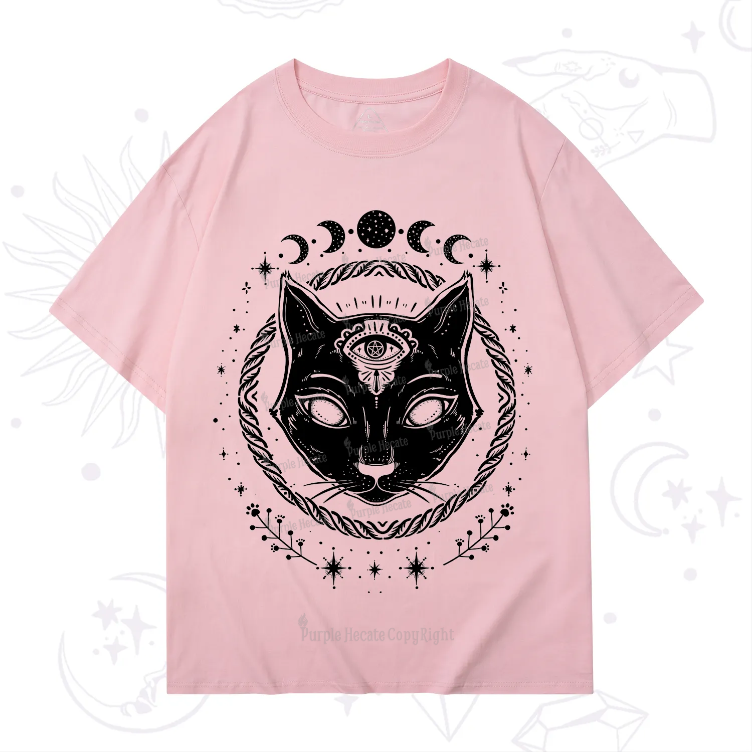 Purplehecate Third Eye Black Cat T-Shirt