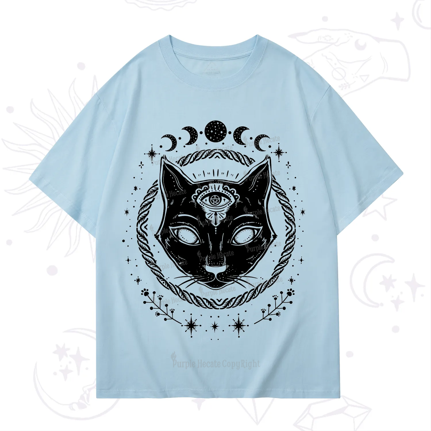 Purplehecate Third Eye Black Cat T-Shirt