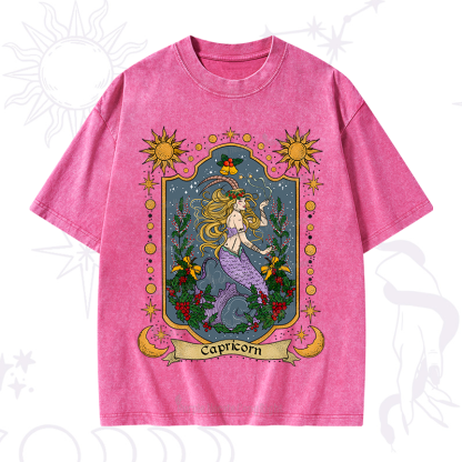 Purplehecate Christmas Capricorn Zodiac Washed T-Shirt