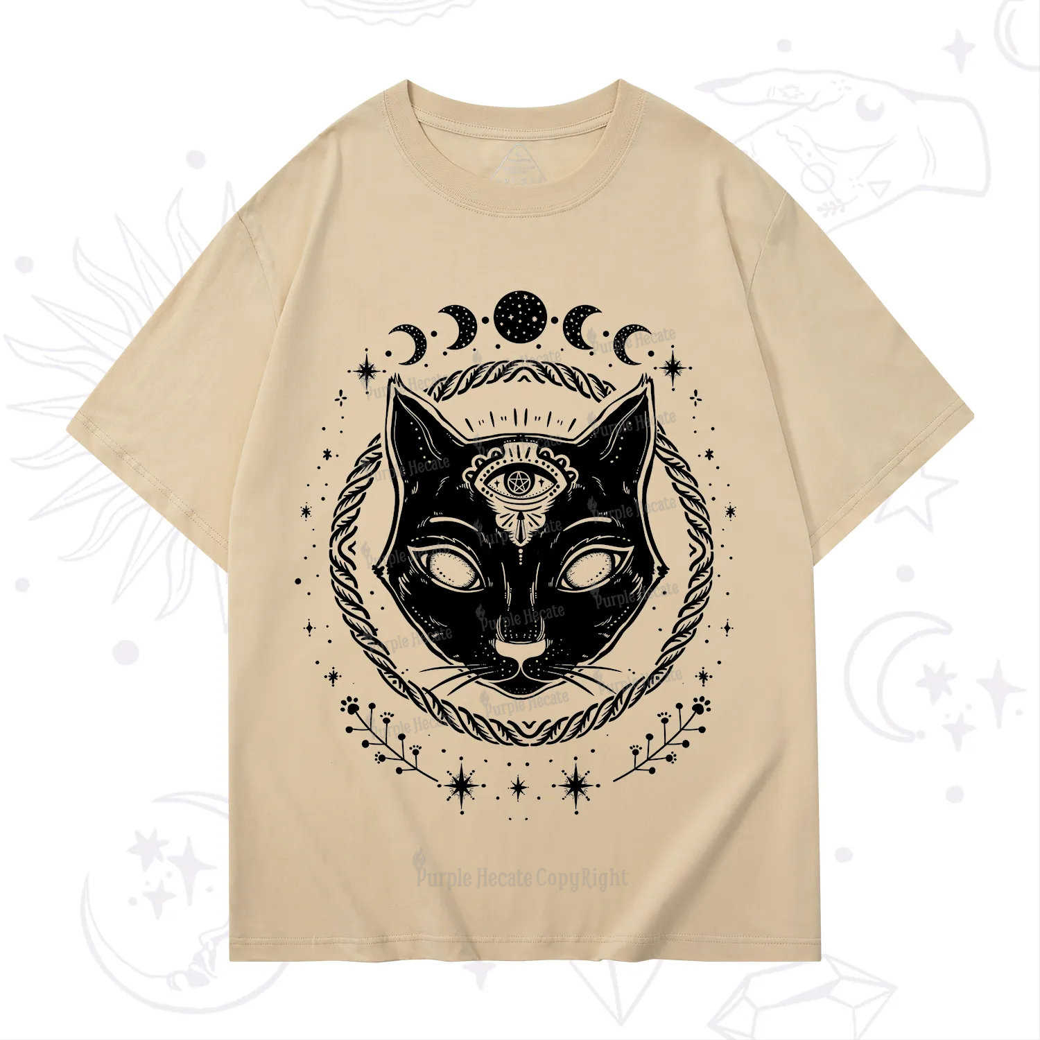 Purplehecate Third Eye Black Cat T-Shirt