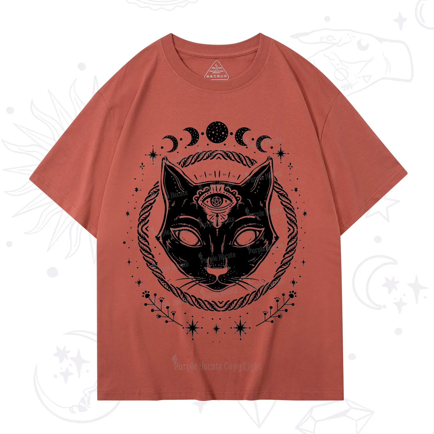 Purplehecate Third Eye Black Cat T-Shirt