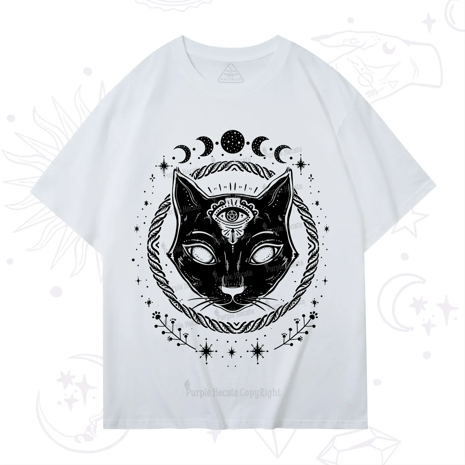 Purplehecate Third Eye Black Cat T-Shirt