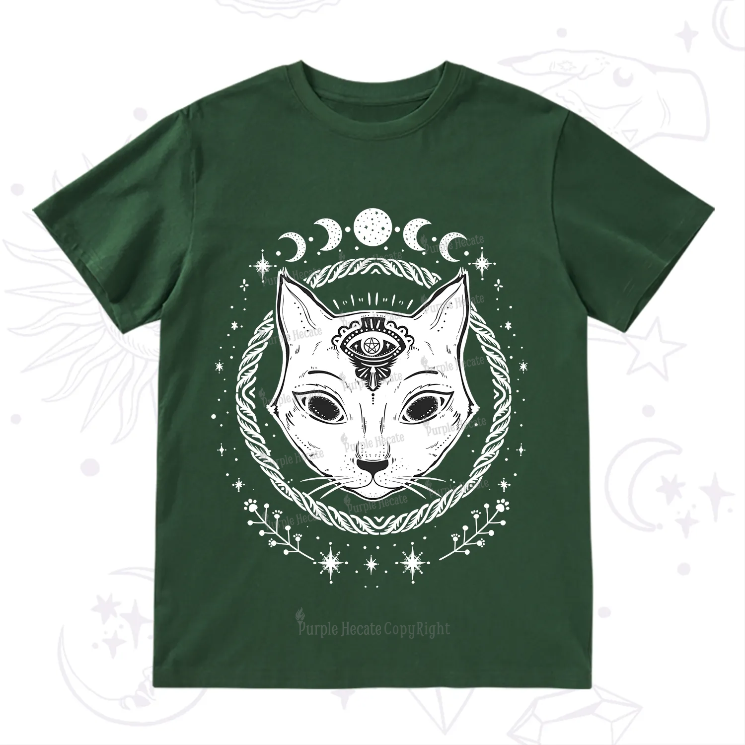 Purplehecate Third Eye Black Cat T-Shirt