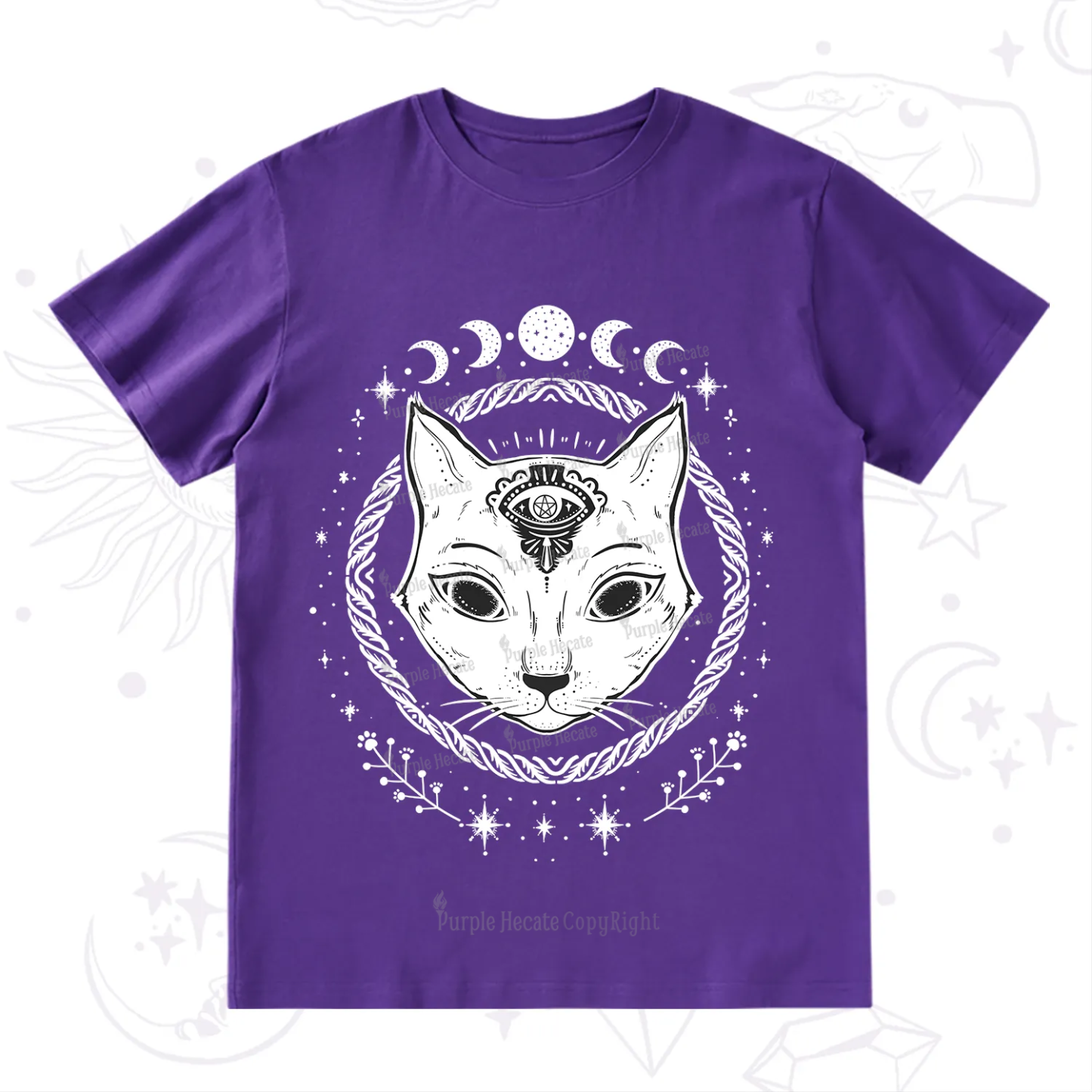Purplehecate Third Eye Black Cat T-Shirt