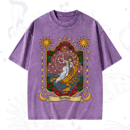 Purplehecate Christmas Scorpio Zodiac Washed T-Shirt