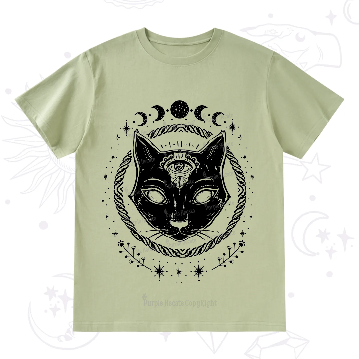 Purplehecate Third Eye Black Cat T-Shirt