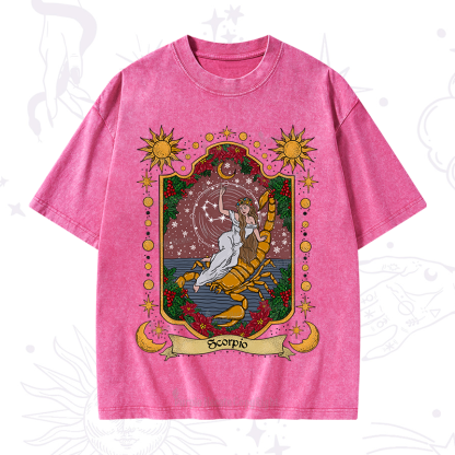 Purplehecate Christmas Scorpio Zodiac Washed T-Shirt
