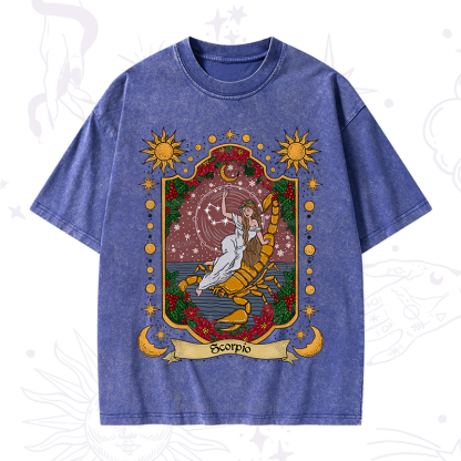 Purplehecate Christmas Scorpio Zodiac Washed T-Shirt