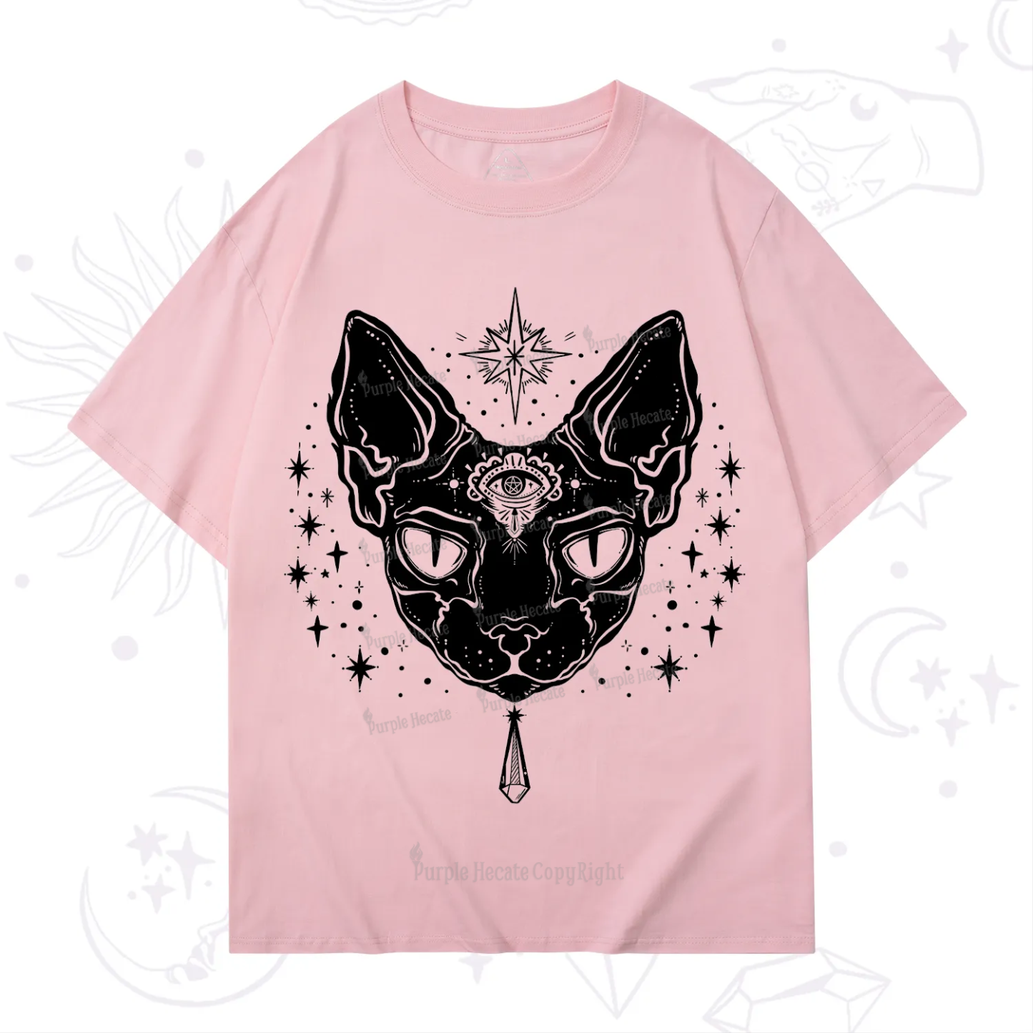 Purplehecate Three Eyed Sphynx Cat T-Shirt