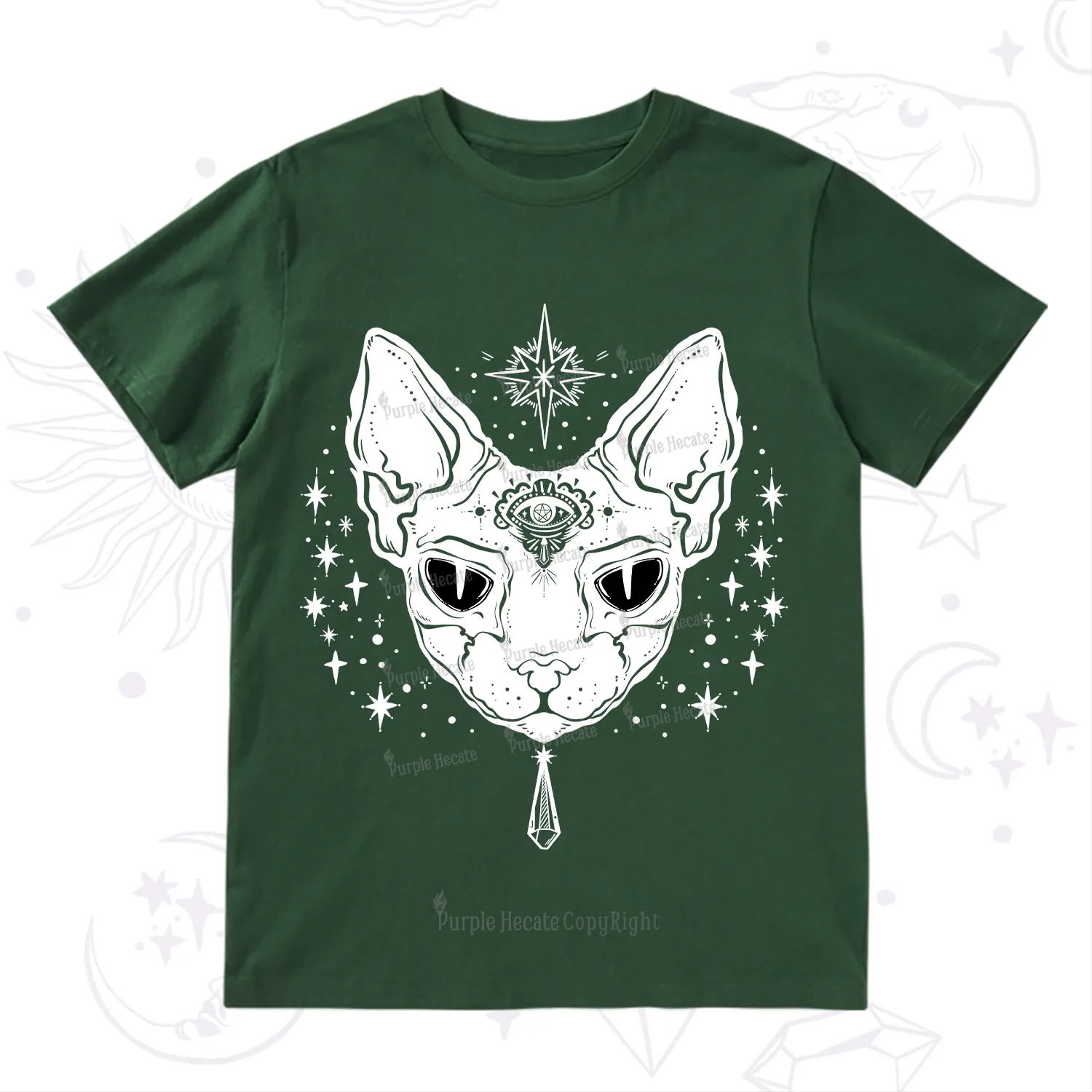 Purplehecate Three Eyed Sphynx Cat T-Shirt