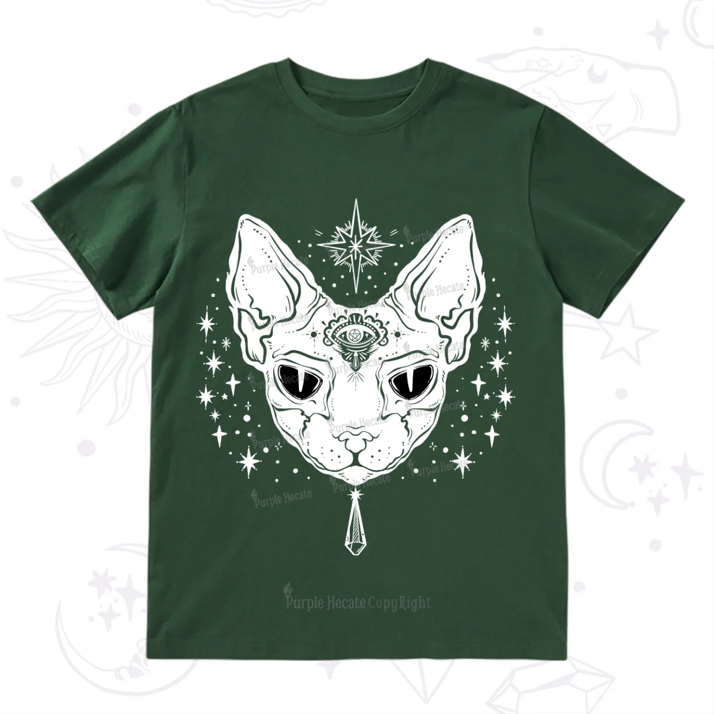Purplehecate Three Eyed Sphynx Cat T-Shirt