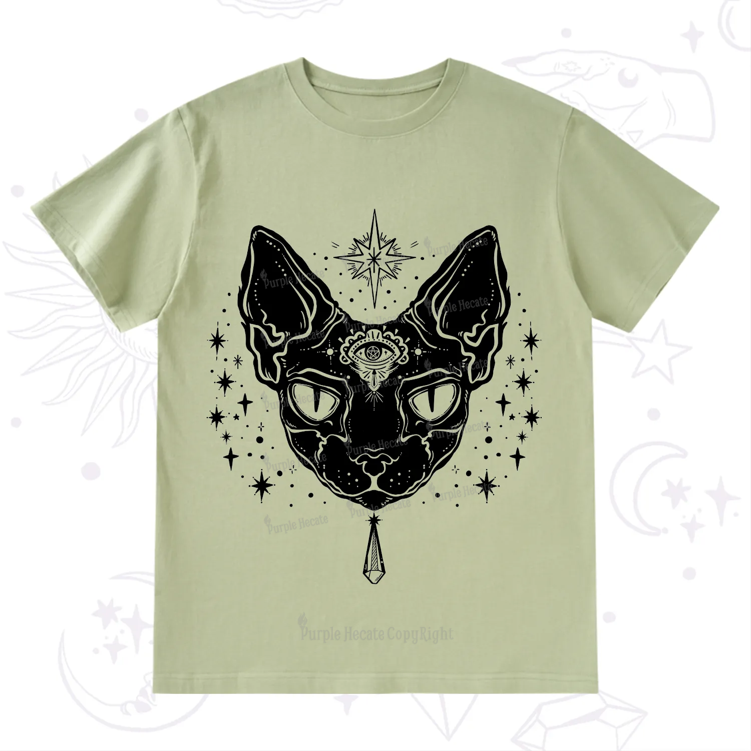 Purplehecate Three Eyed Sphynx Cat T-Shirt