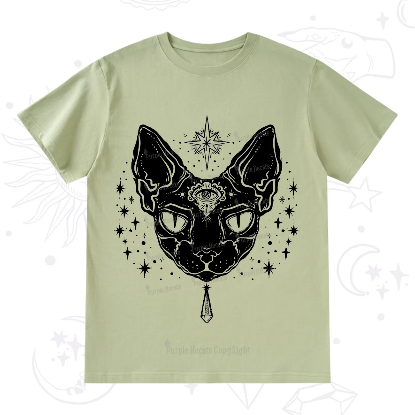 Purplehecate Three Eyed Sphynx Cat T-Shirt