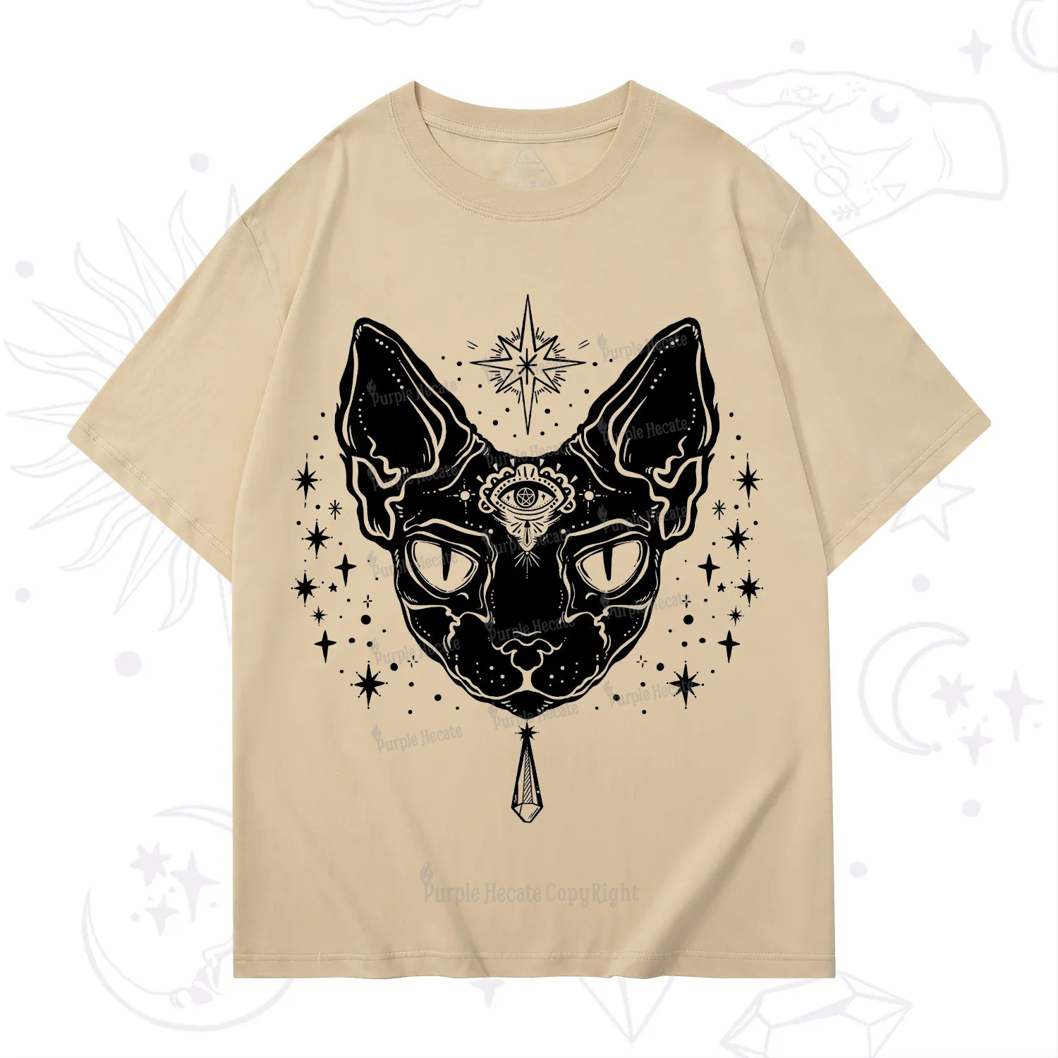 Purplehecate Three Eyed Sphynx Cat T-Shirt