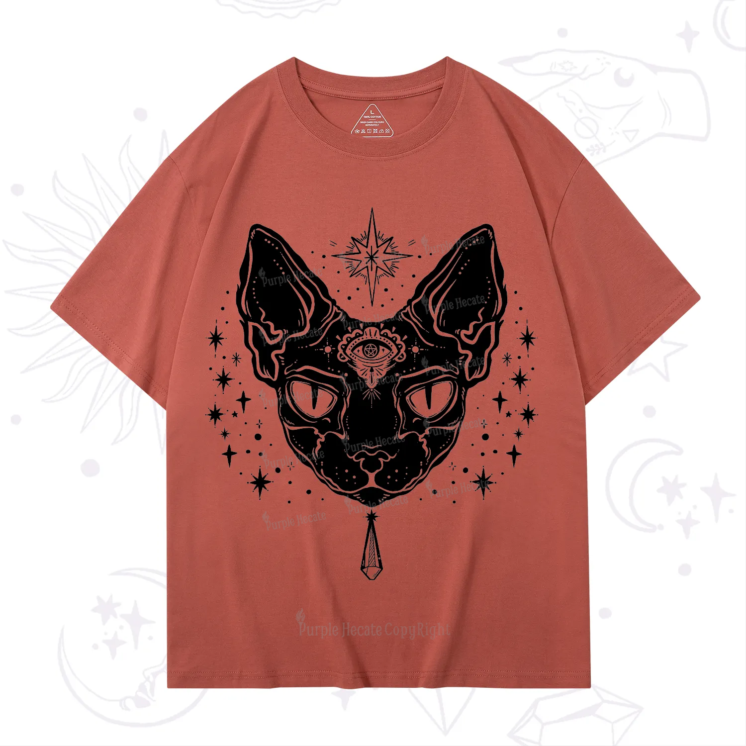 Purplehecate Three Eyed Sphynx Cat T-Shirt