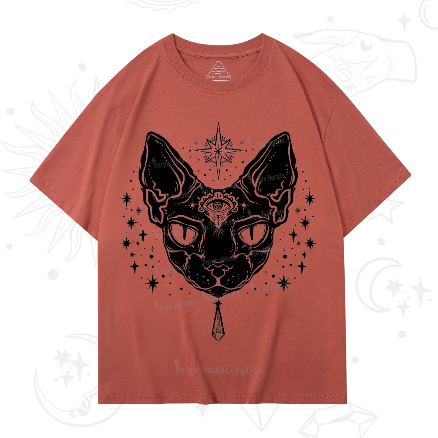 Purplehecate Three Eyed Sphynx Cat T-Shirt
