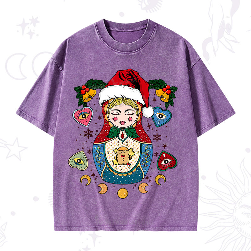Purplehecate Christmas Nesting Doll Washed T-Shirt