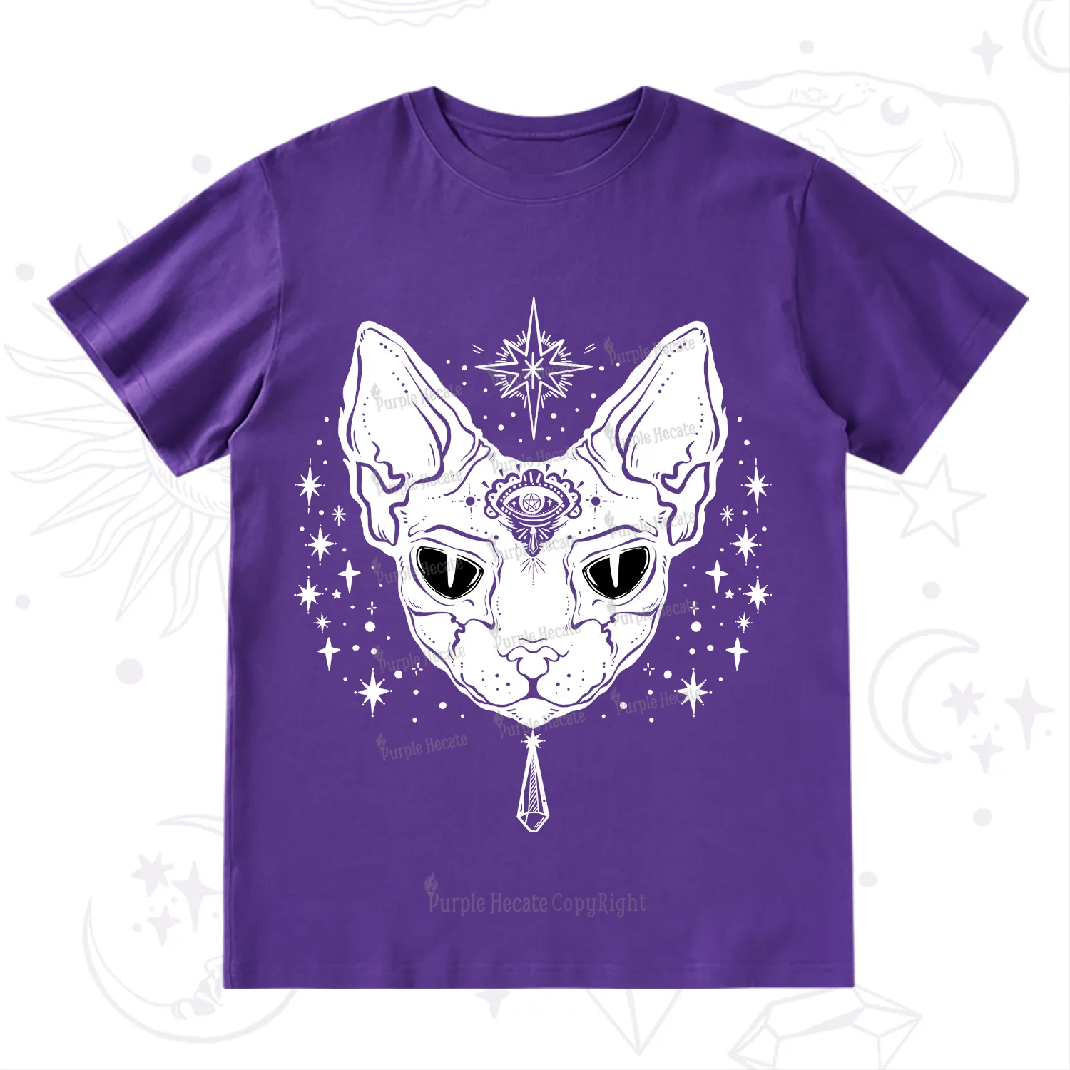 Purplehecate Three Eyed Sphynx Cat T-Shirt
