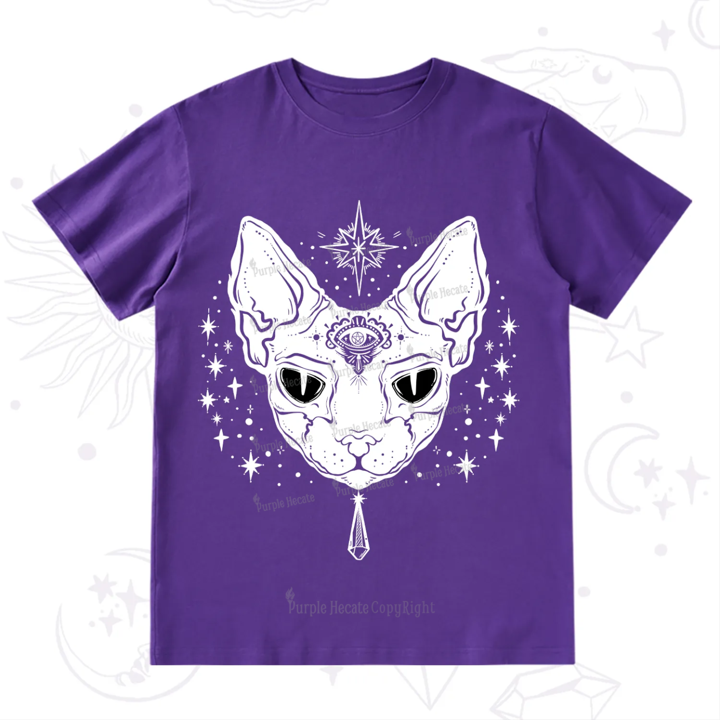 Purplehecate Three Eyed Sphynx Cat T-Shirt
